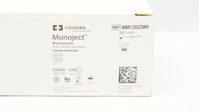 Covidien 8881202389 Monoject Blunt Cannula 22G x 1 1/2 Inch  - Box of 100